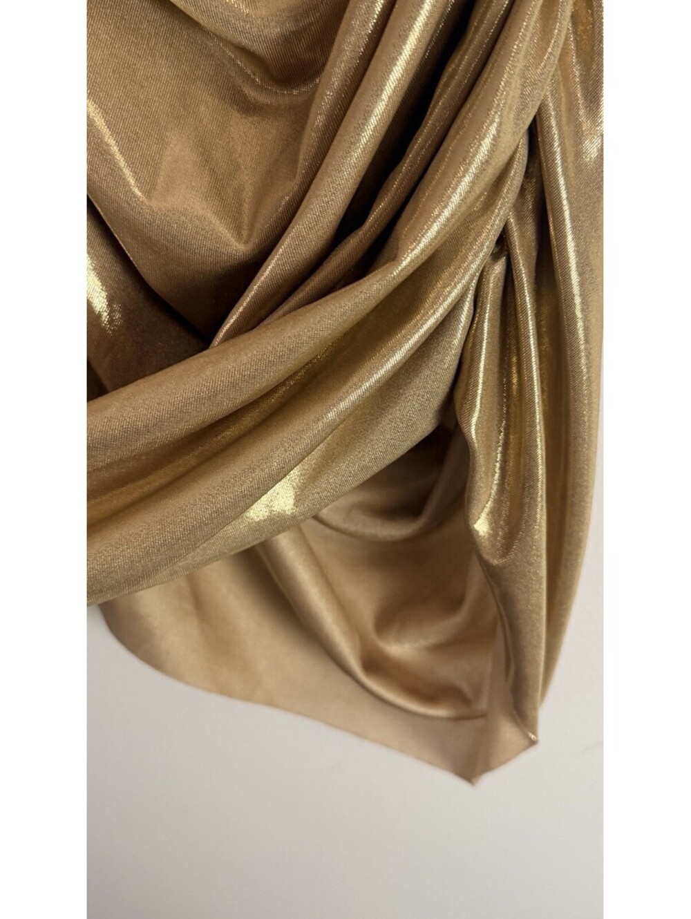 NORMA KAMALI SHIRRED METALLIC GOLD BODYCON SKIRT M - Picture 4 of 7